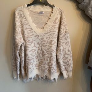 Cheetah print v neck sweater